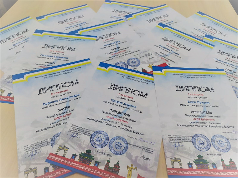 Поздравляем победителей Республиканской олимпиады «Моя Бурятия» среди учащихся 1-11 классов, посвященной 100-летию Республики Бурятия!.